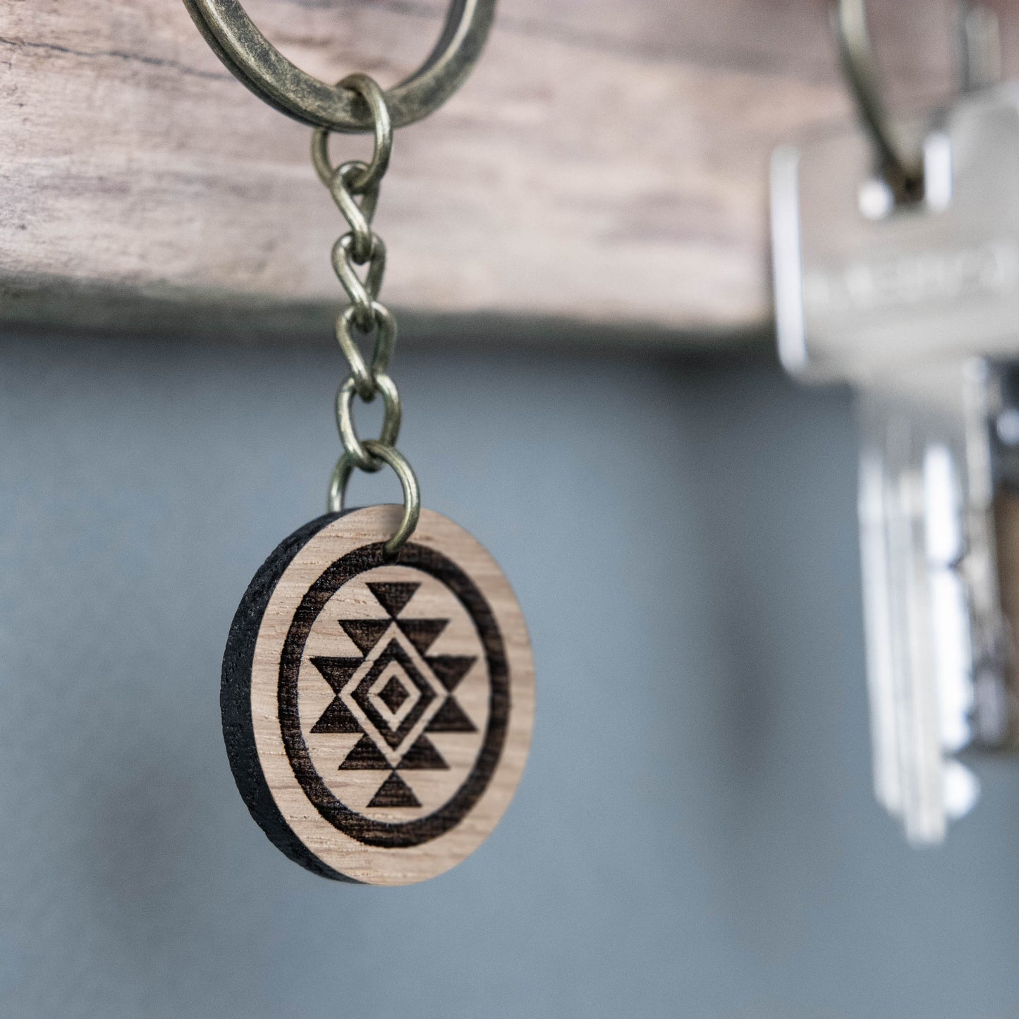 Schlüsselanhänger aus Holz // Aztec // Eiche