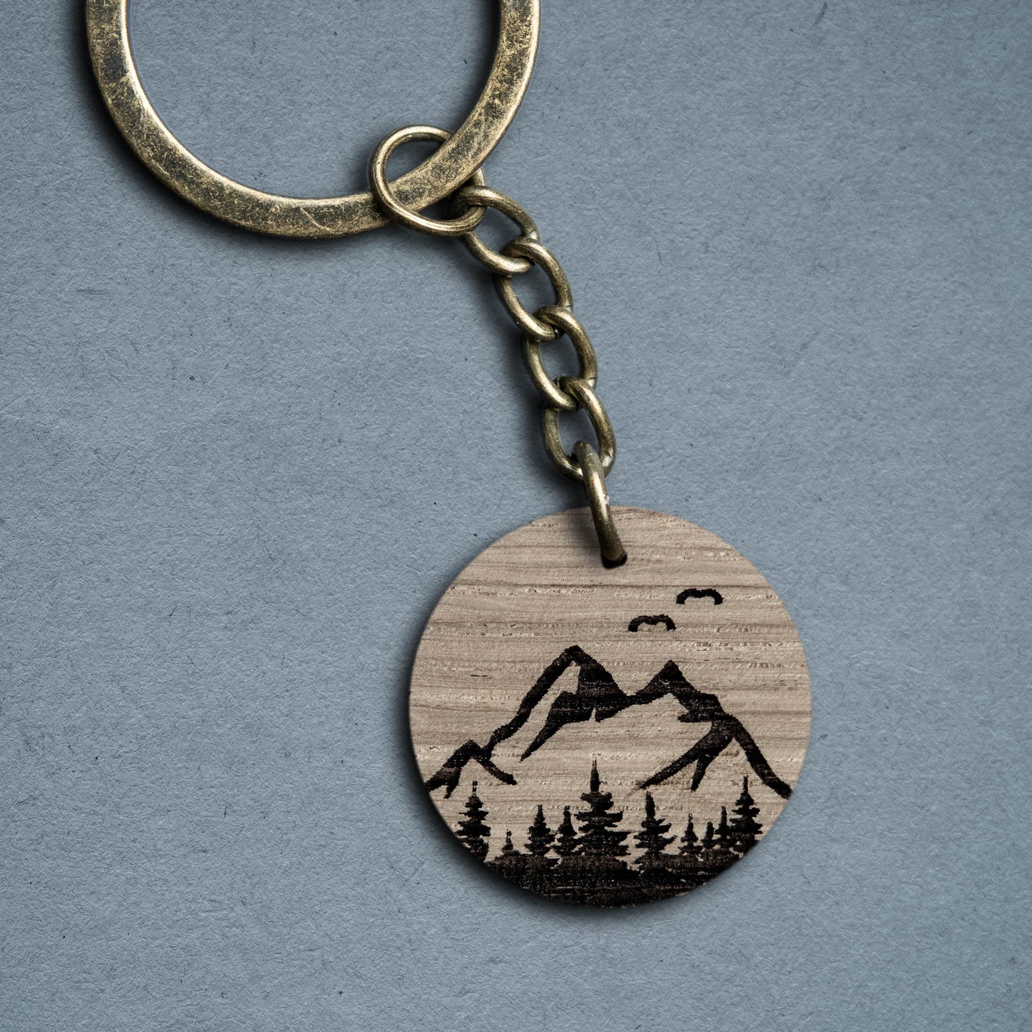 Schlüsselanhänger aus Holz // Berge // Eiche