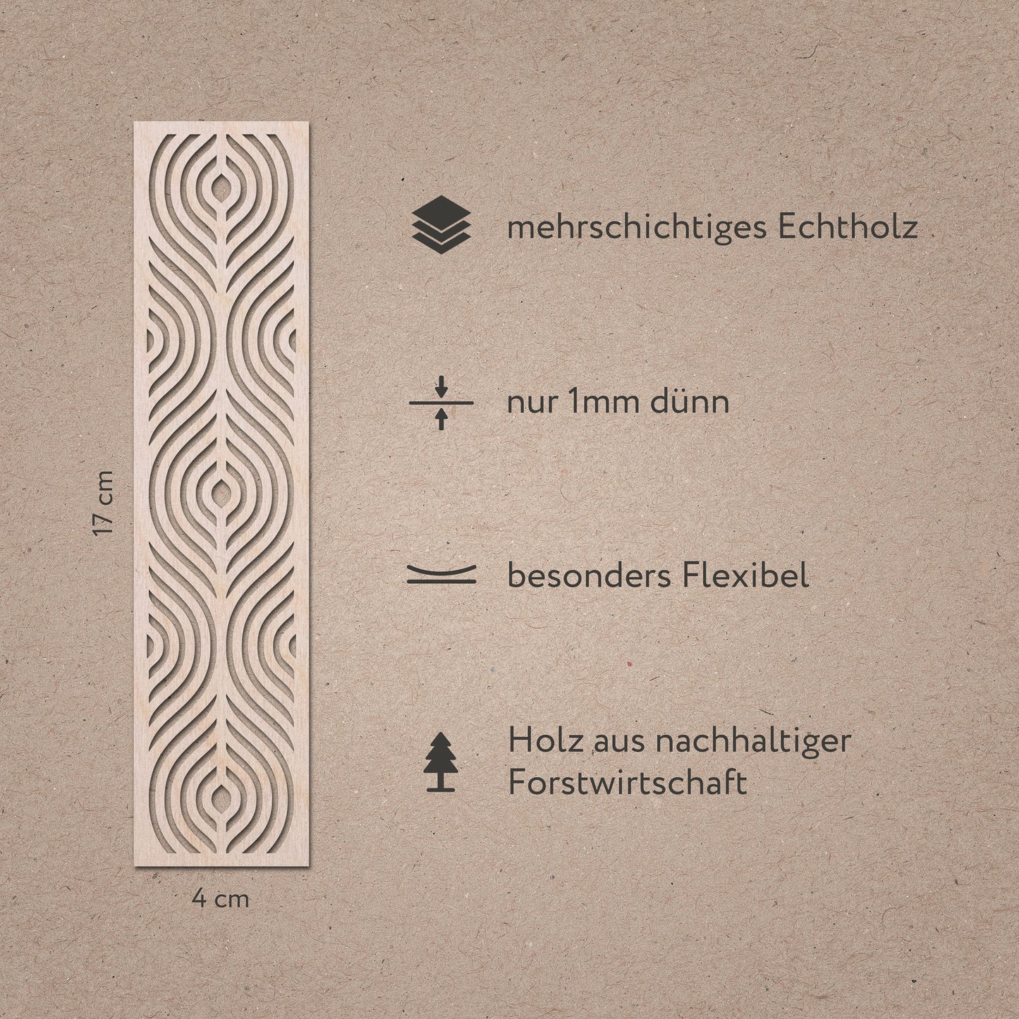 Lesezeichen aus Holz - 'Boho Design'