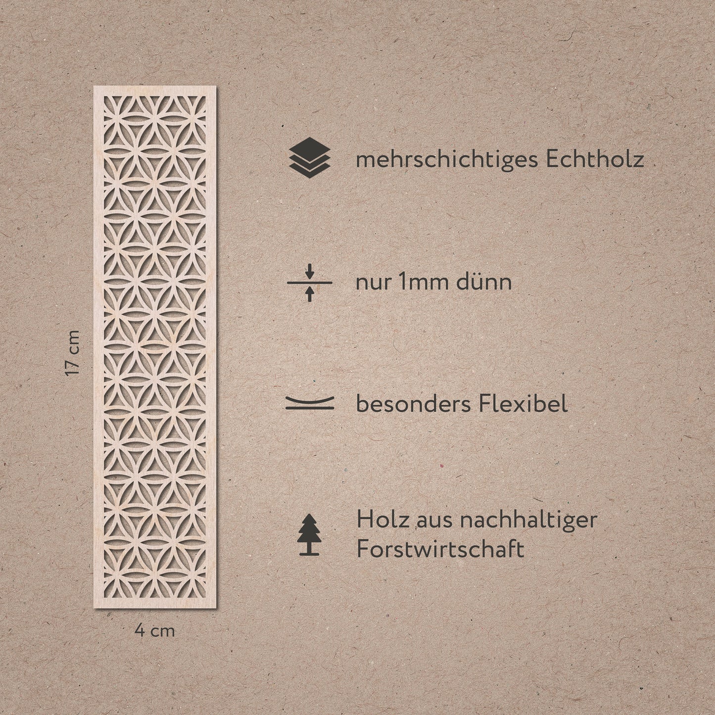 Lesezeichen aus Holz - 'Blume des Lebens'