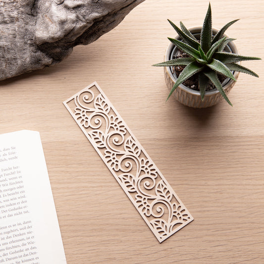 Lesezeichen aus Holz - 'Floral'