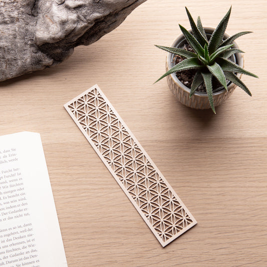 Lesezeichen aus Holz - 'Blume des Lebens'