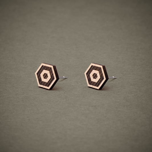 Ohrstecker aus Holz | Hexagon N°1
