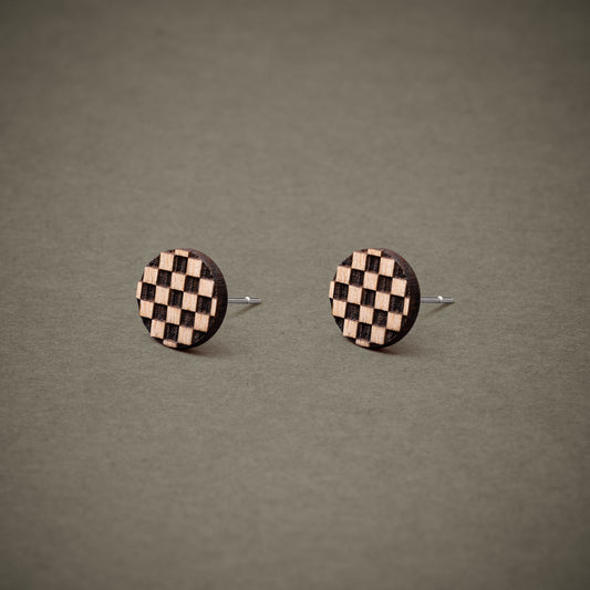 Ohrstecker aus Holz | Schachbrett