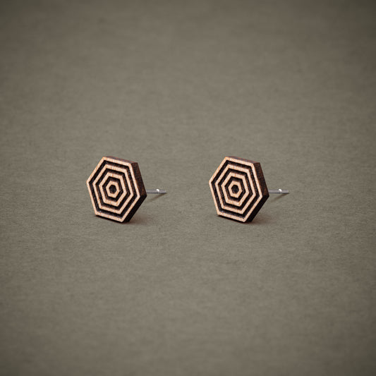 Ohrstecker aus Holz | Hexagon N°2