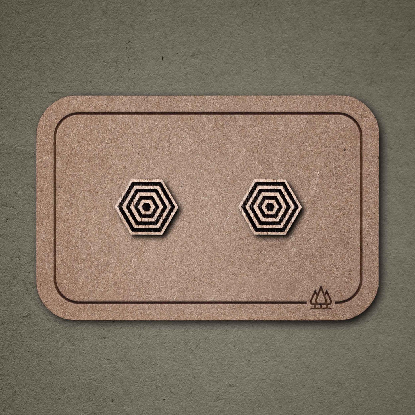 Ohrstecker aus Holz "Hexagon2" // 9mm