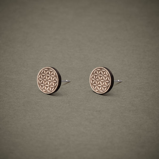Ohrstecker aus Holz | Blume des Lebens