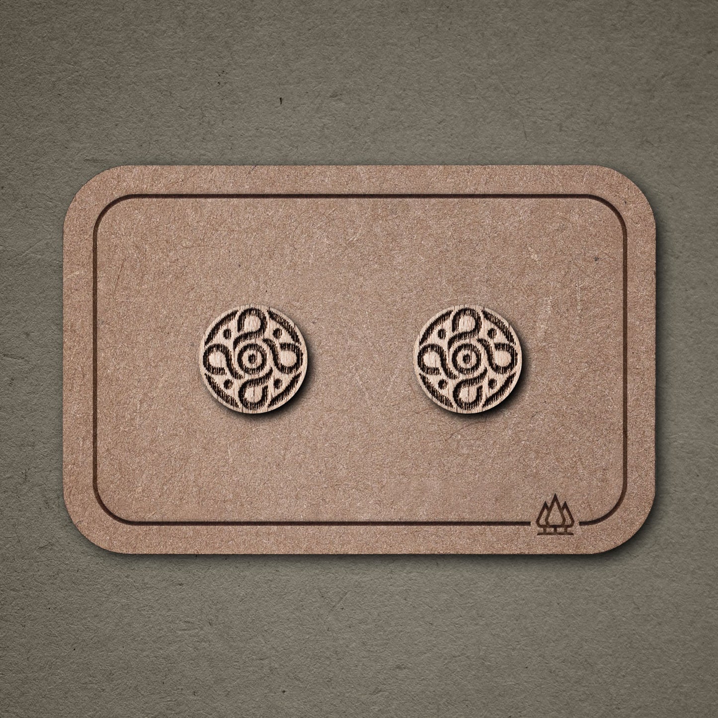 Ohrstecker aus Holz "Mandala 3" // 9mm