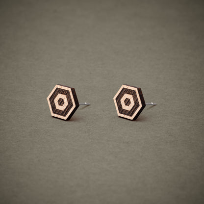 Ohrstecker aus Holz "Hexagon1" // 9mm
